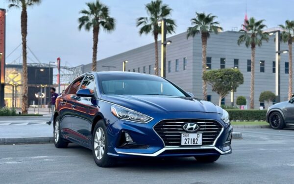 Hyundai Sonata Blue 2022 sedan rental Al Karama